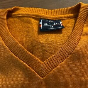 Spirit Men's V-Neck Sweater in Vibrant Orange